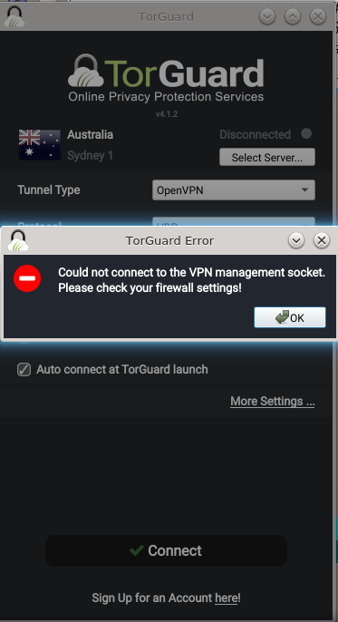 Error msg - Starting Torguard VPN error msg - Screenshot_20200927_191249.png
